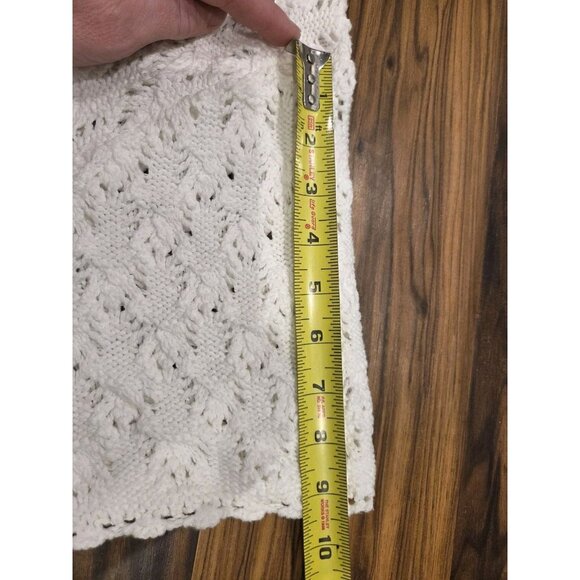 Vintage White Crochet Knit Button Shirt Cotton Forever USA M Cardigan - Picture 10 of 11